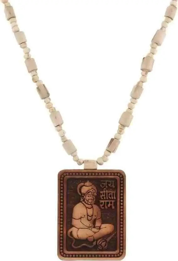 Nextores | Sacred Tulsi Kanthi Mala with Wooden Hanuman Ji Pendant - Handcrafted Devotional Necklace - OM