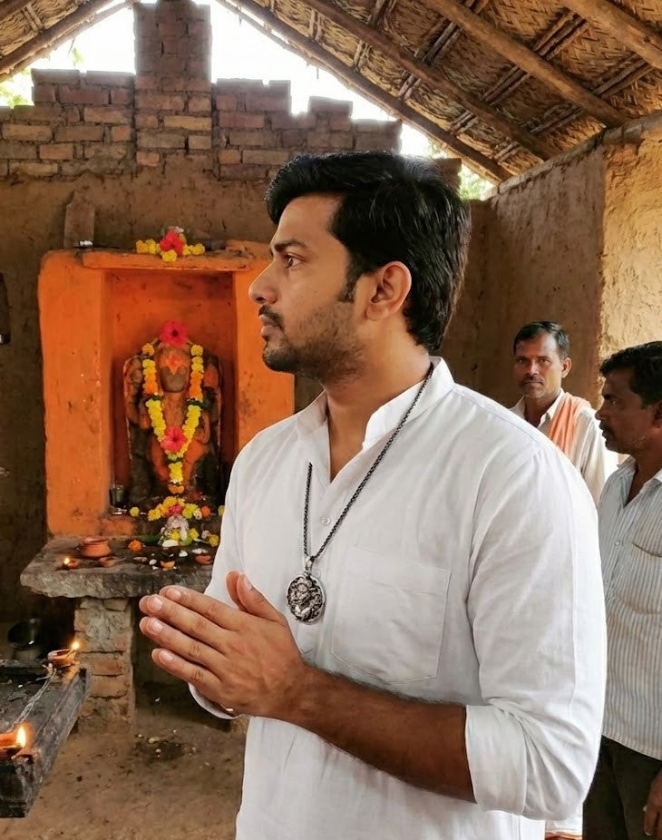 Nextores | "Divine Strength" OM - Lord Hanuman Oxidized Silver Pendant( Jai Hanuman Ji) - Premium Spiritual Amulet with Chain