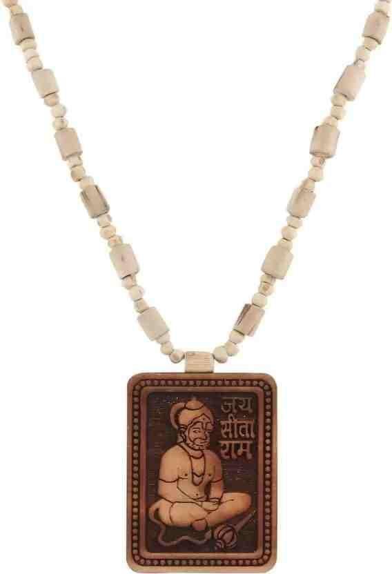 Nextores | Sacred Tulsi Kanthi Mala with Wooden Hanuman Ji Pendant - Handcrafted Devotional Necklace - OM