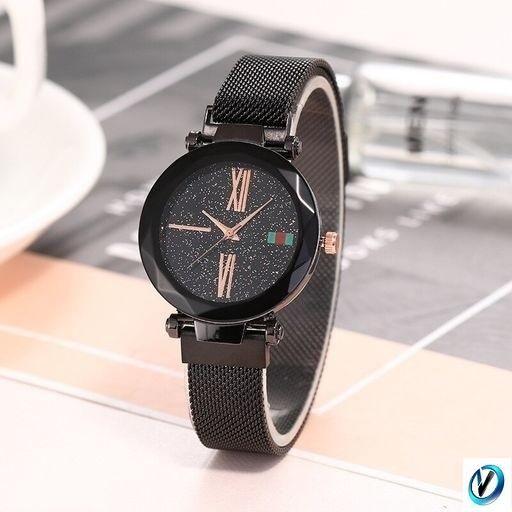 Nextores | Starry Night Magnetic Watch - Rose Gold Mesh Strap & Diamond Cut Glass