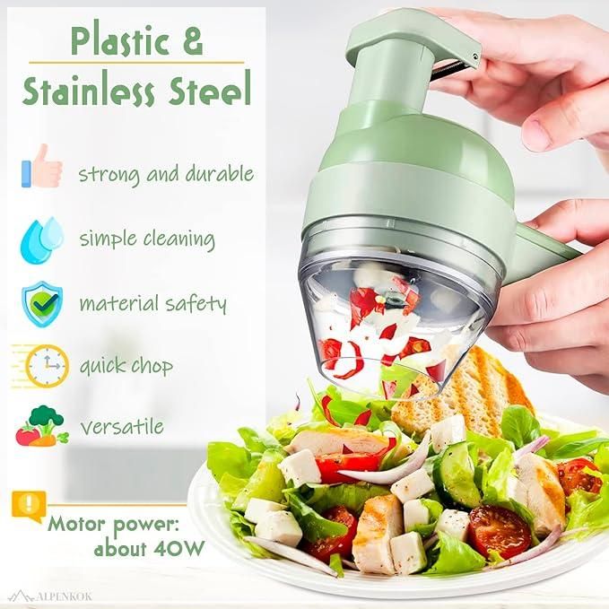 Nextores | 4-in-1 Handheld Electric Vegetable Cutter & Slicer - Wireless Kitchen Master (USB Rechargeable)