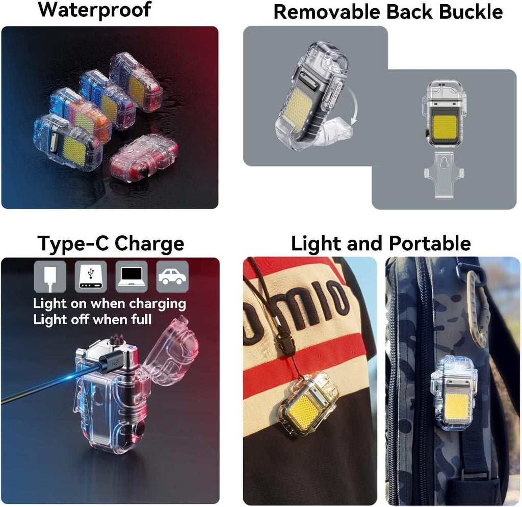 Nextores | Tactical Survival Gear: Waterproof Double Arc Plasma Electric Lighter & COB Flashlight (Type-C Rechargeable)