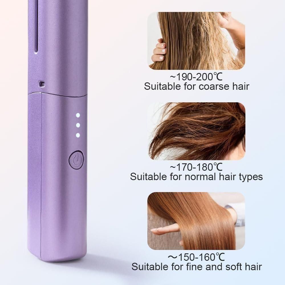 Nextores | Meneflix Wireless Mini Hair Straightener (Cordless & 200°C) - Portable Rechargeable Travel Styler