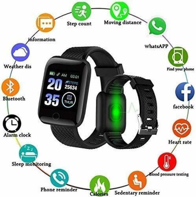 Nextores | ID116 Plus Smart Fitness Watch - Heart Rate, BP & Activity Tracker (Unisex)