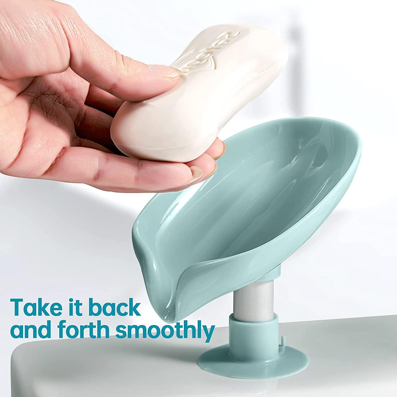 Nextores | Nordic Leaf Self-Draining Soap Holder (Suction Base) - Keeps Soap Dry & Clean