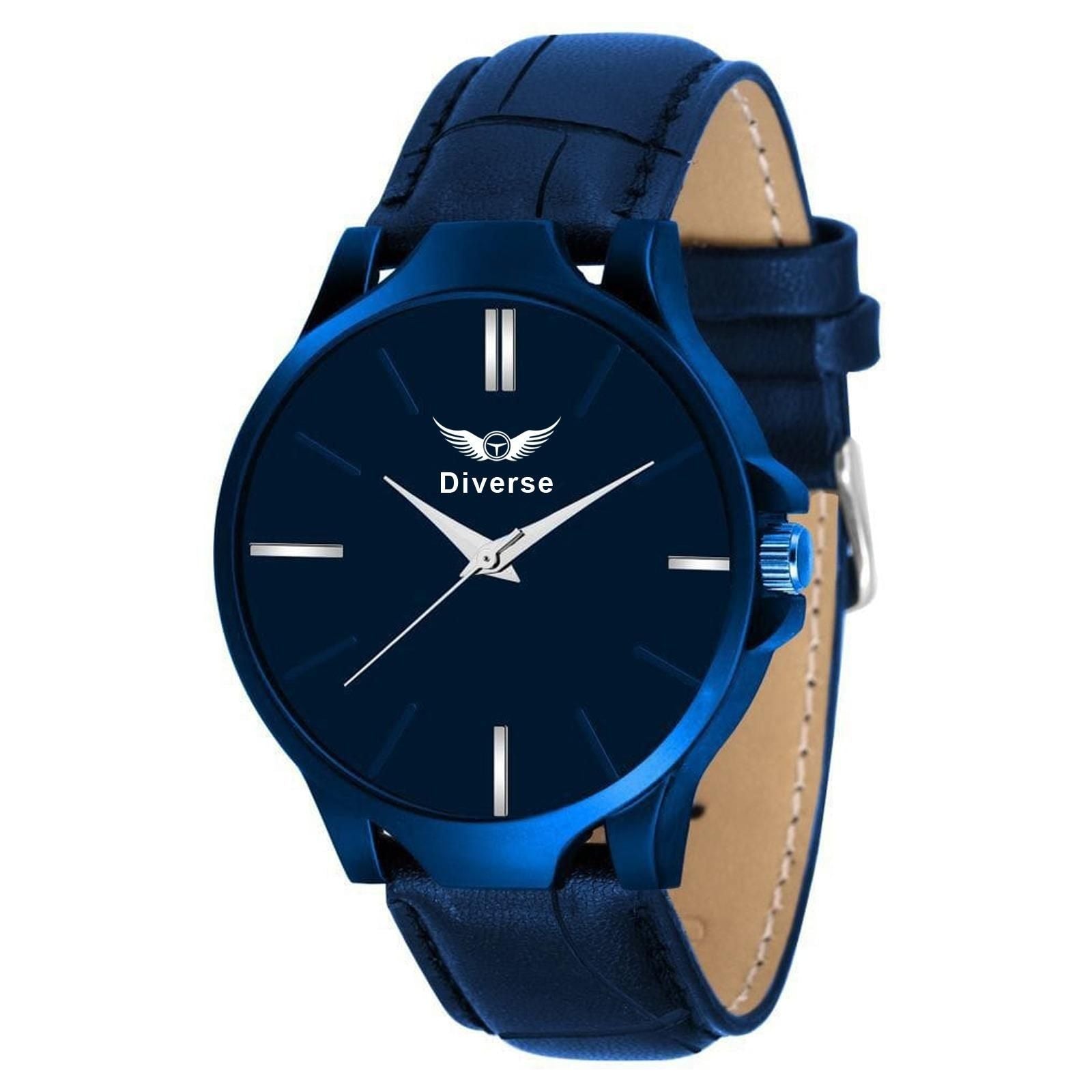 Nextores | Royal Blue Men's Analog Watch - Premium Leather Strap & Designer Dial