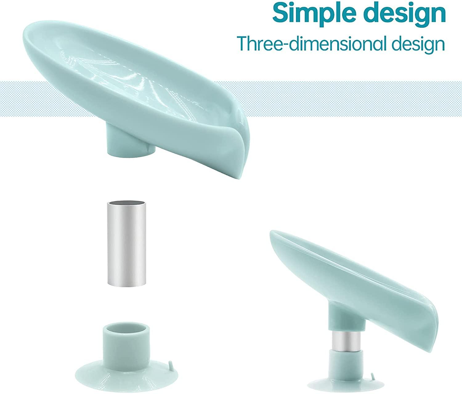 Nextores | Nordic Leaf Self-Draining Soap Holder (Suction Base) - Keeps Soap Dry & Clean